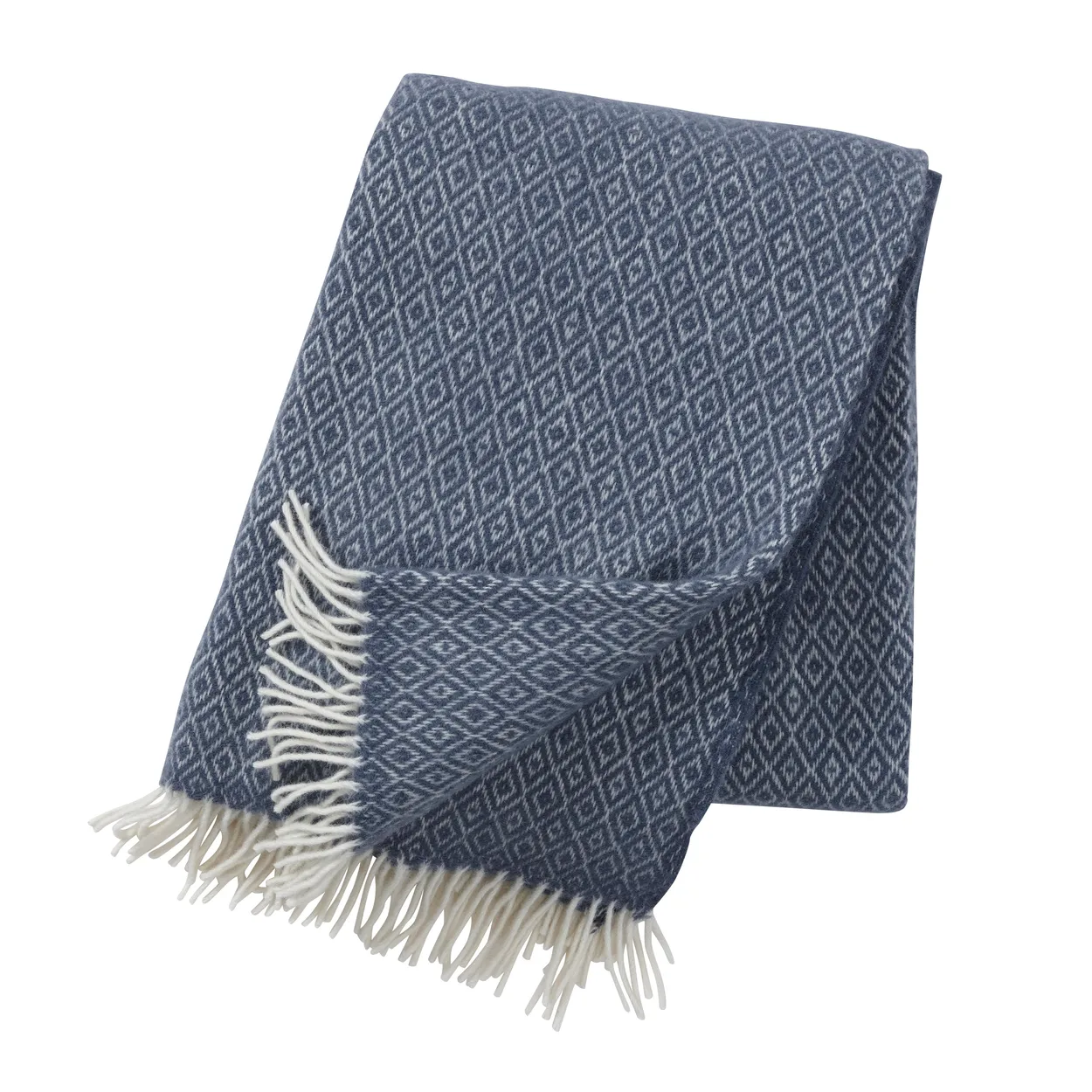 Klippan Yllefabrik Stella wool throw smoke blue | Scandinavian Design | Wool blankets & throws | Blue