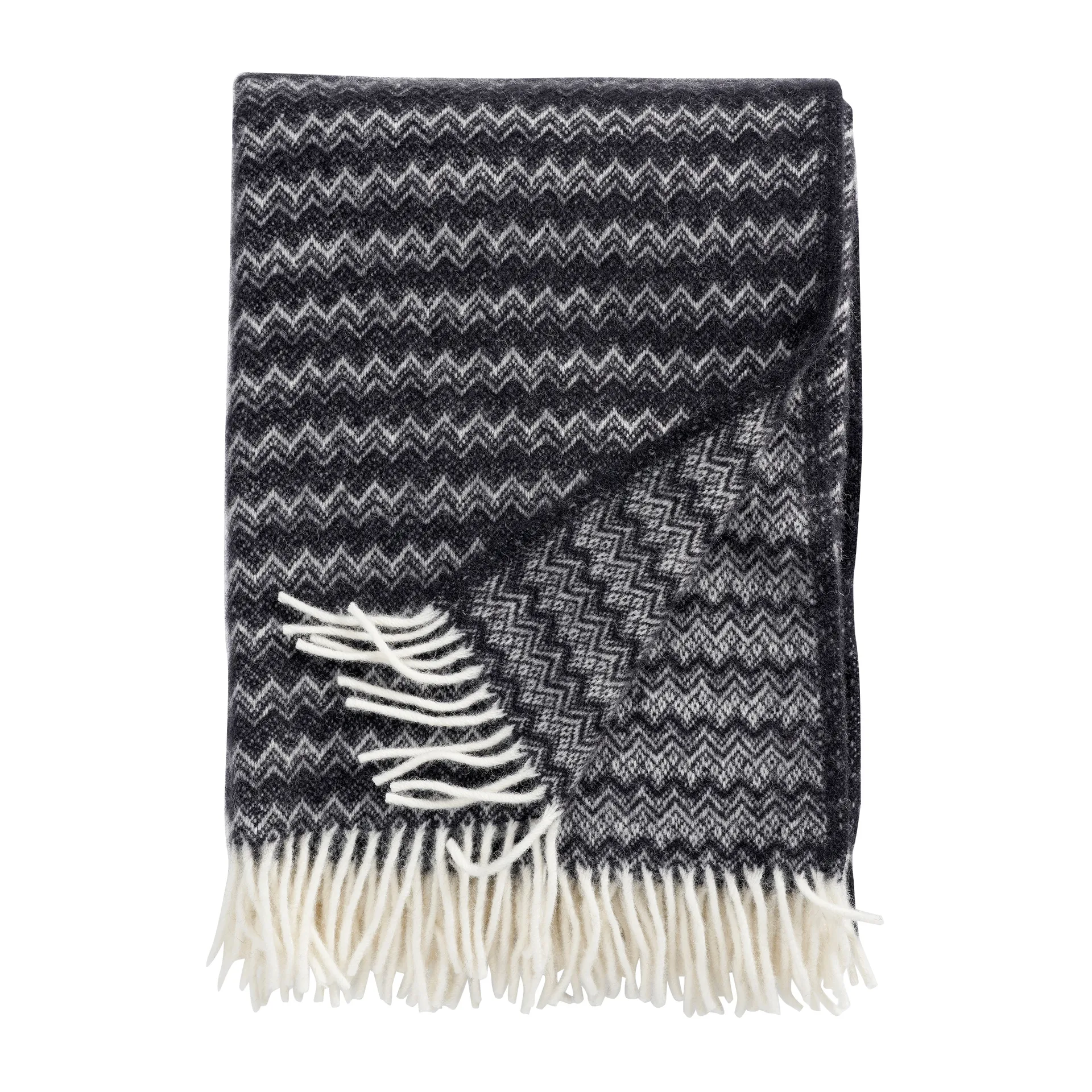 Summit wool throw 130x200 cm, Black Klippan Yllefabrik