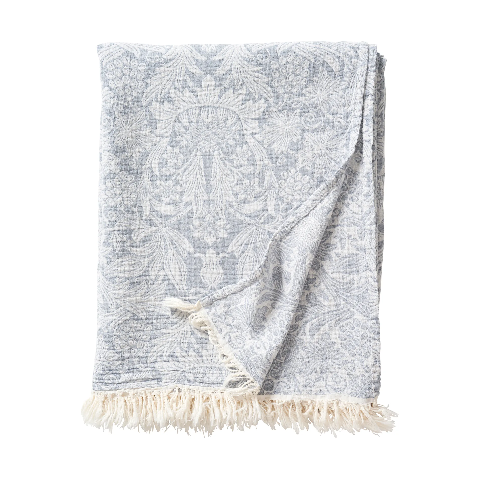 Sunflower cotton throw 140x200 cm, Dark denim Klippan Yllefabrik