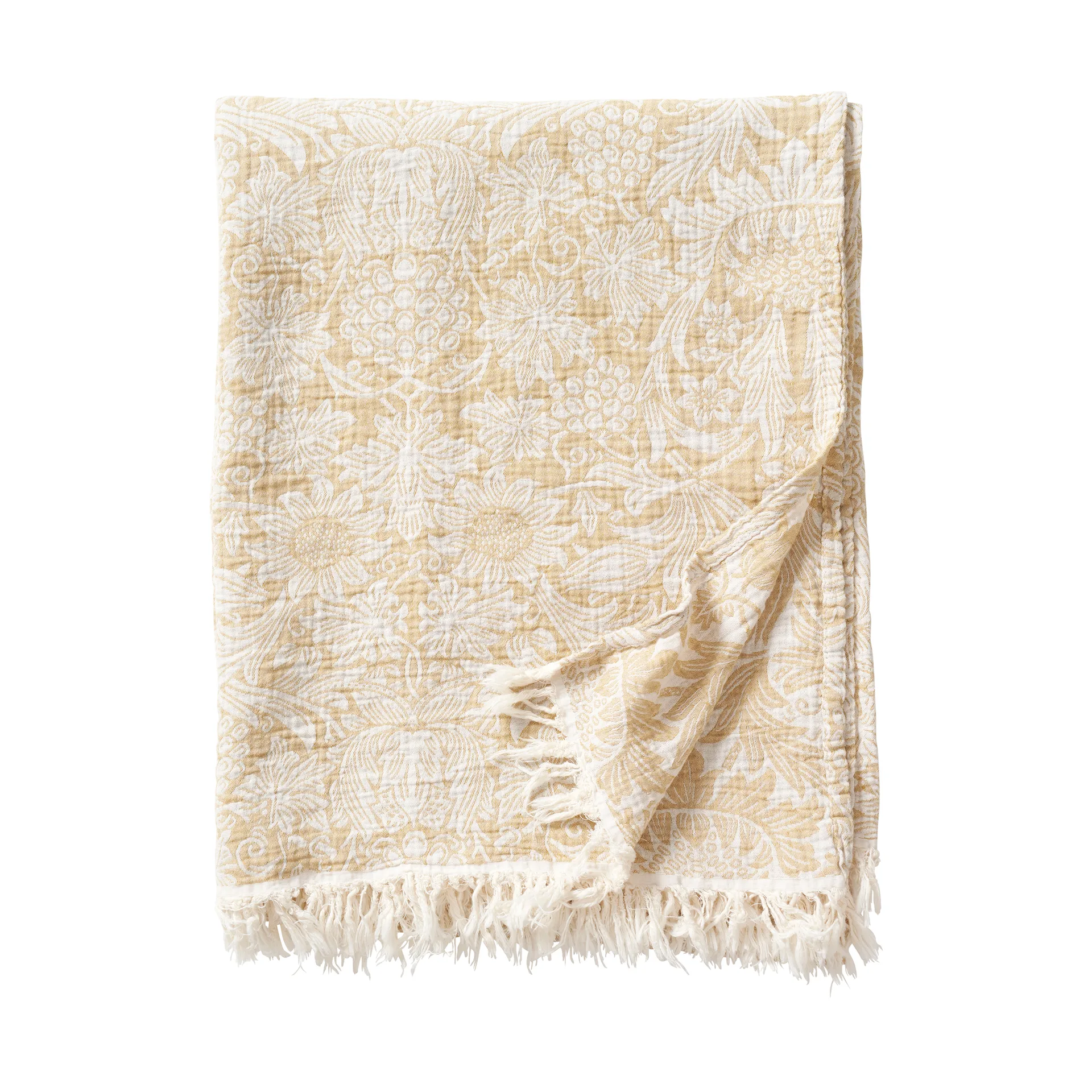 Sunflower cotton throw 140x200 cm, Golden Klippan Yllefabrik