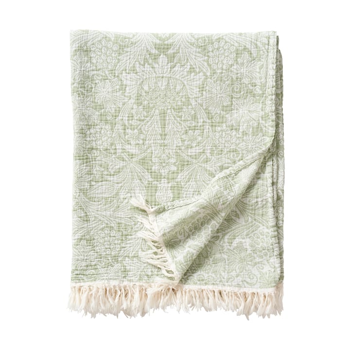 Sunflower cotton throw 140x200 cm - Green - Klippan Yllefabrik