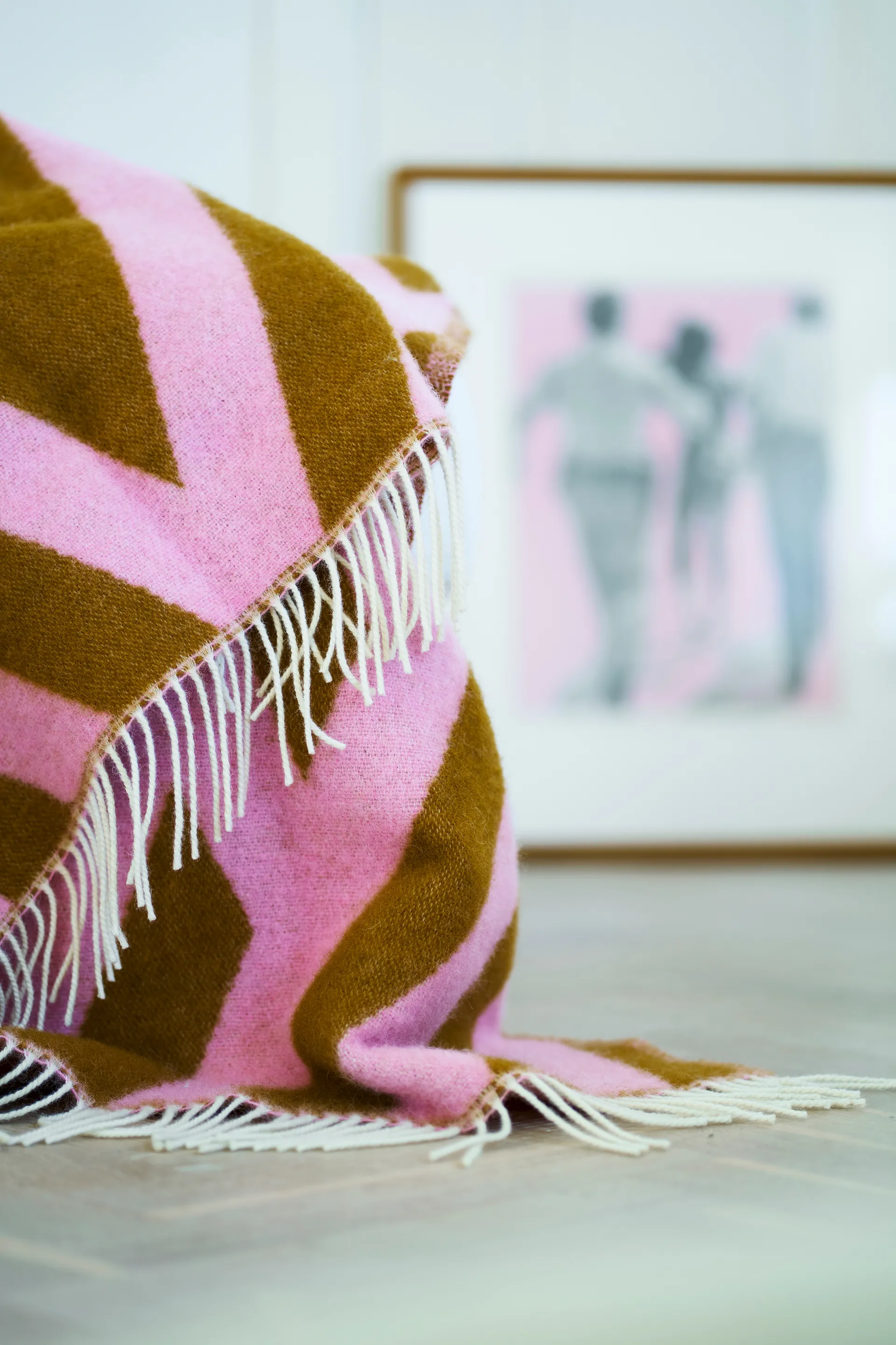 Tangent wool throw 130x200 cm, Pink-carmel Klippan Yllefabrik