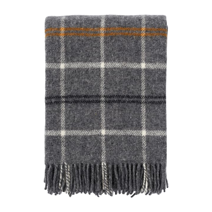 Tartan wool throw 130x200 cm - Dark grey - Klippan Yllefabrik