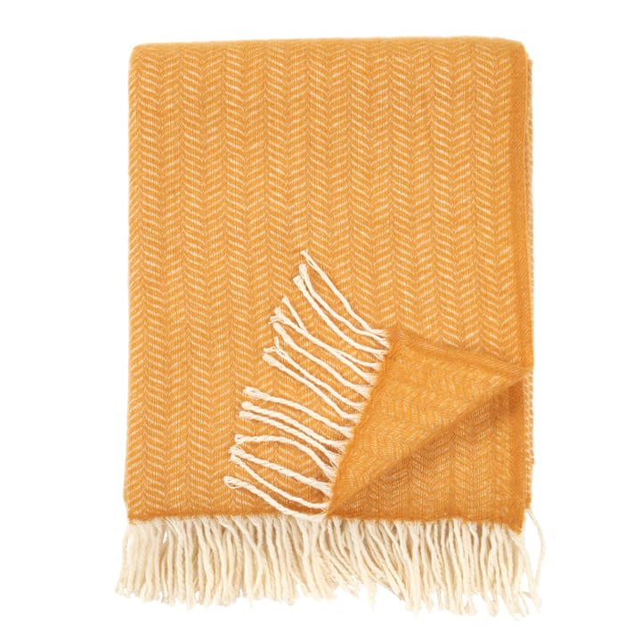 Tippy wool throw - mustard - Klippan Yllefabrik