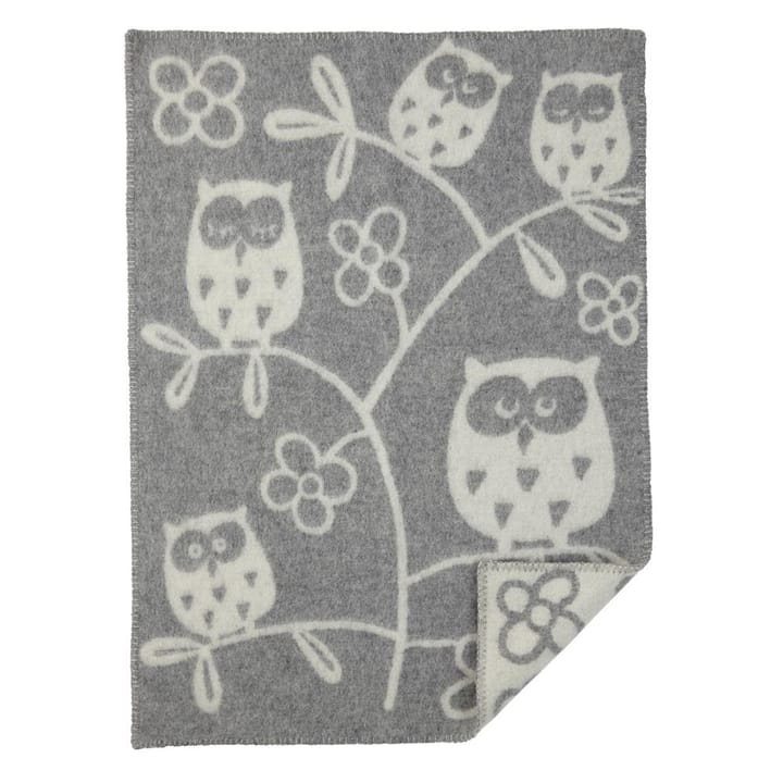 Tree Owl wool blanket - light grey - Klippan Yllefabrik
