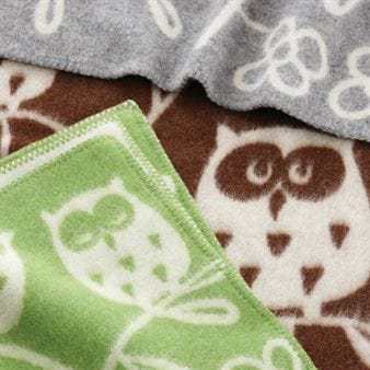 Tree Owl wool blanket - light grey - Klippan Yllefabrik