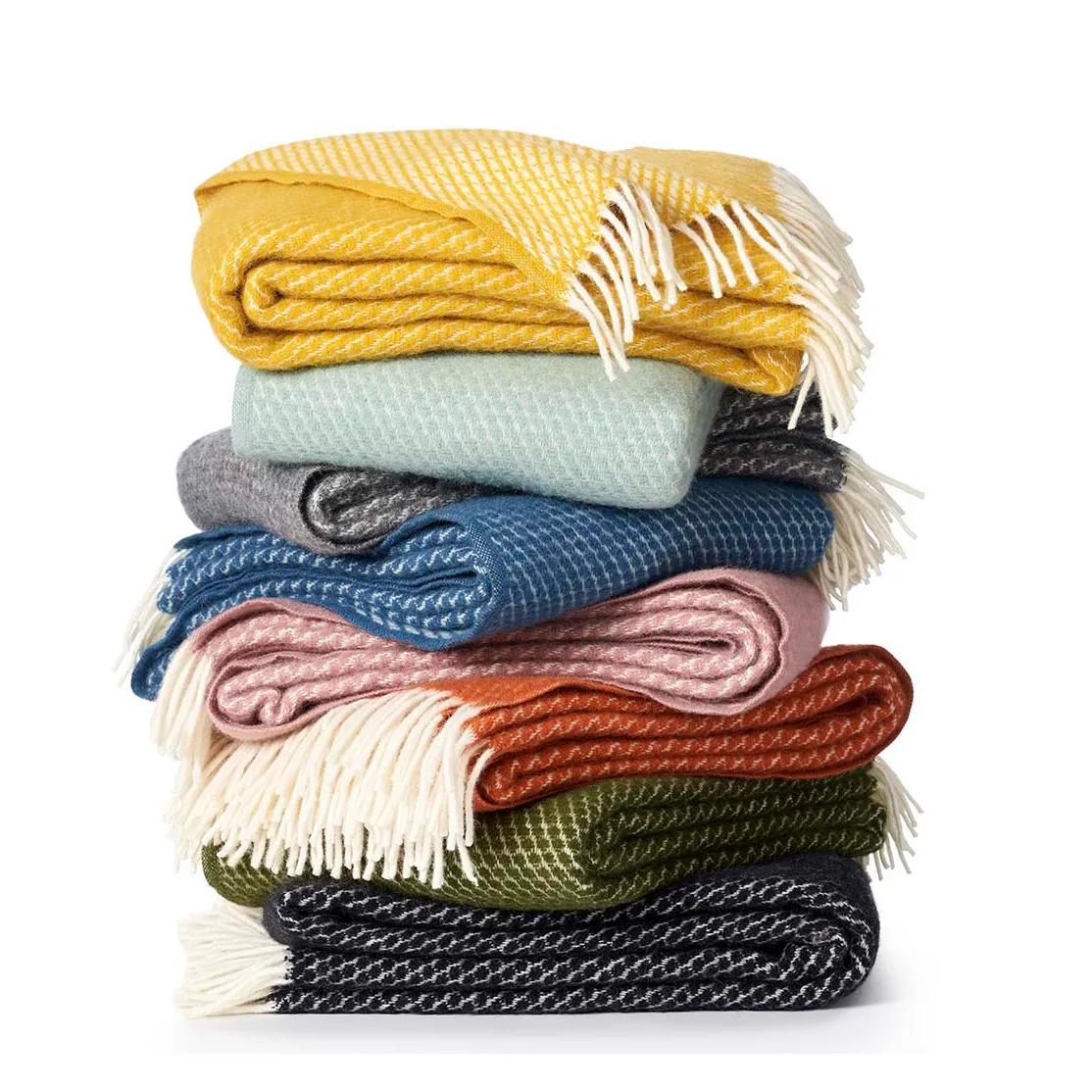 Velvet wool throw, avocado Klippan Yllefabrik