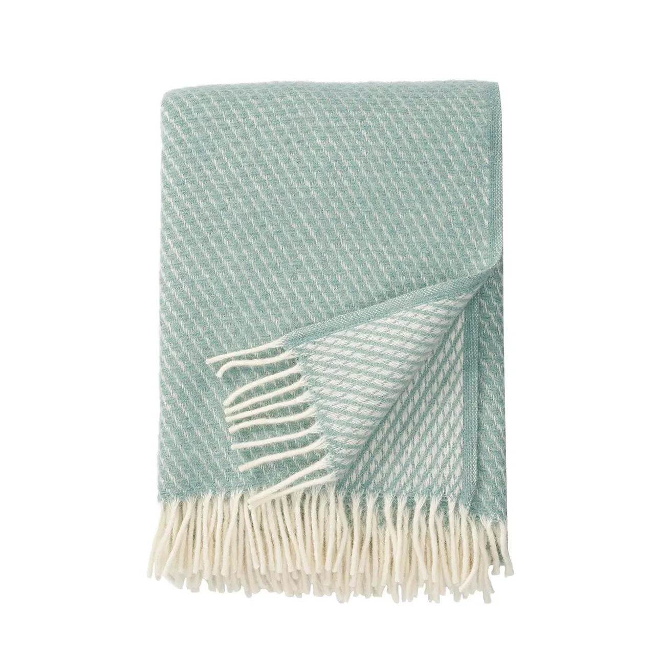 Velvet wool throw, light blue Klippan Yllefabrik