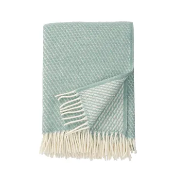 Velvet wool throw - light blue - Klippan Yllefabrik