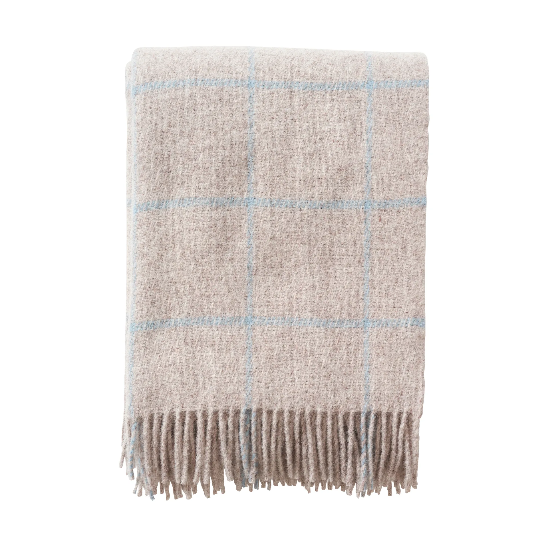 Vinga wool throw, Beige-blue Klippan Yllefabrik