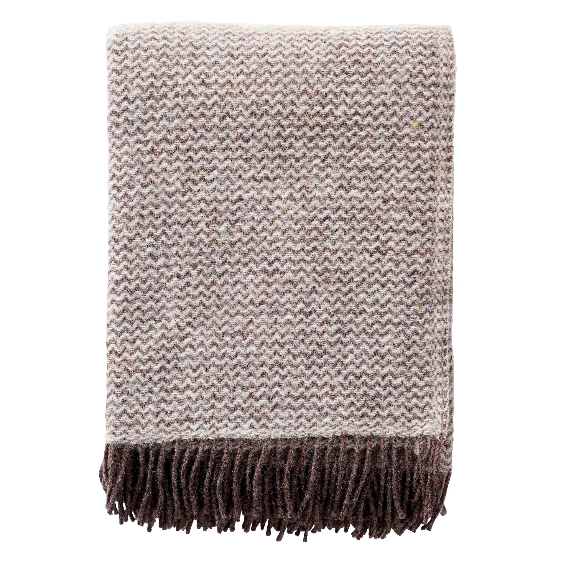 Wave wool throw, natural brown Klippan Yllefabrik