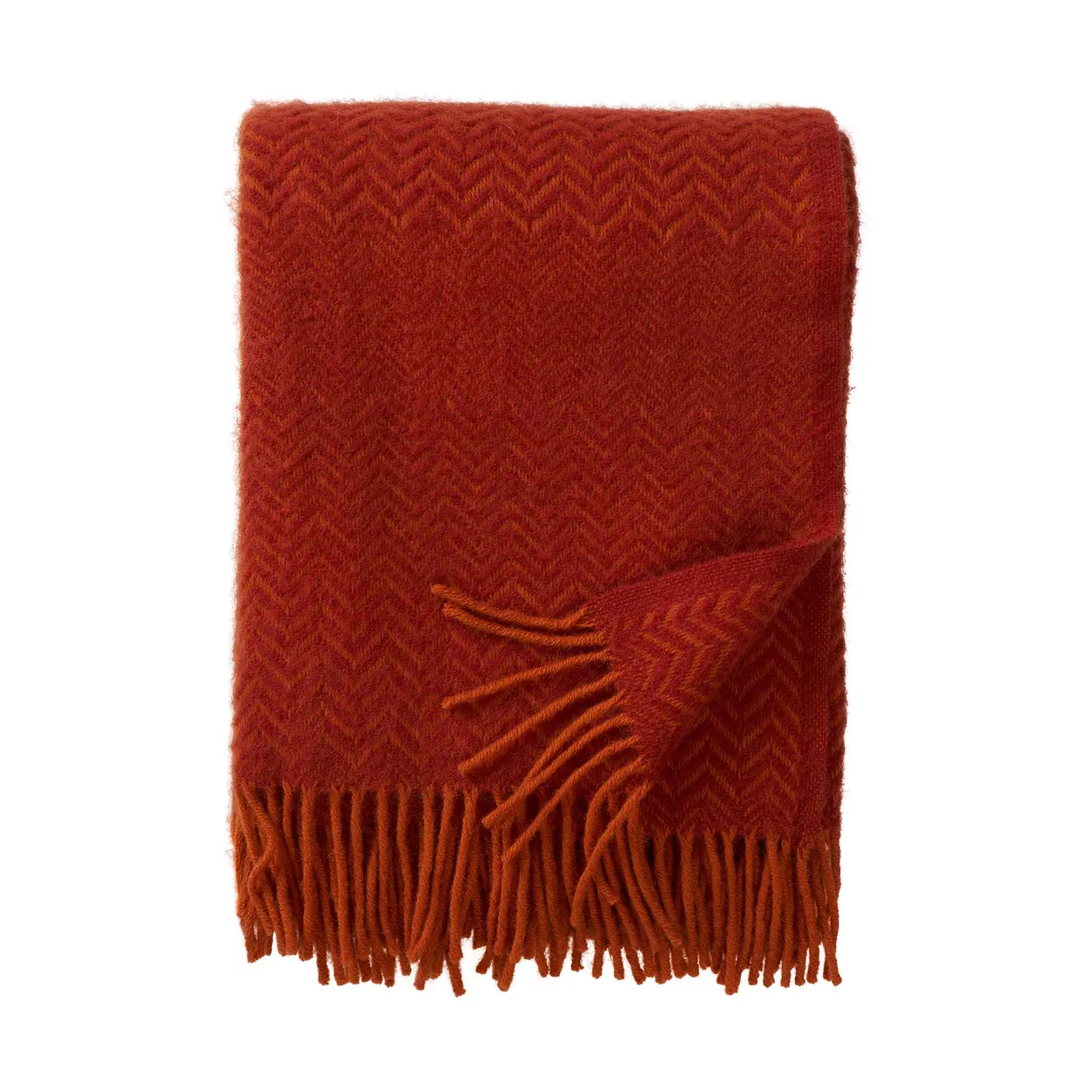 Klippan Yllefabrik Zigzag wool throw 130x200 cm Ruby