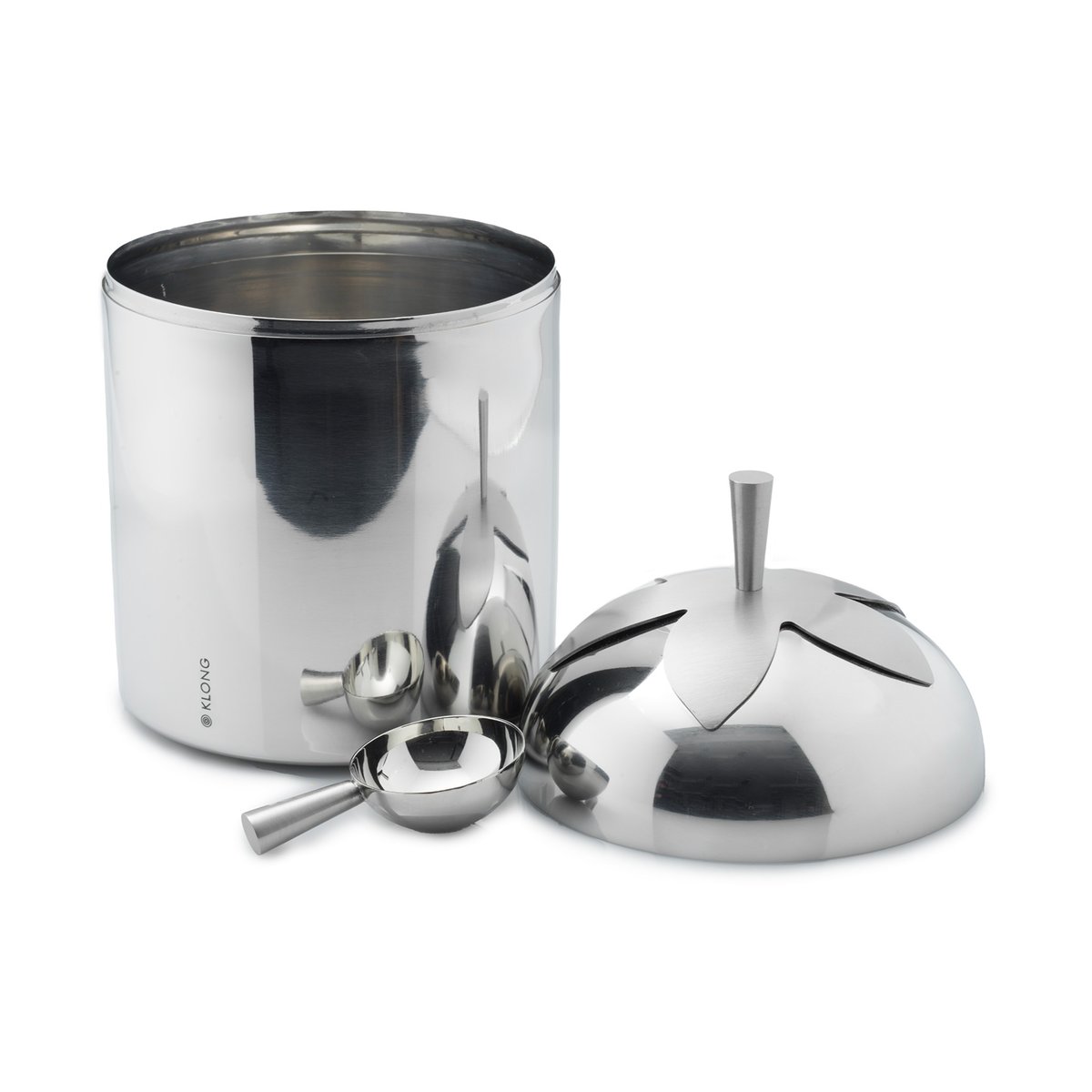 KLONG Blad jar, large Steel | Scandinavian Design | Boxes & jars | Silver-coloured
