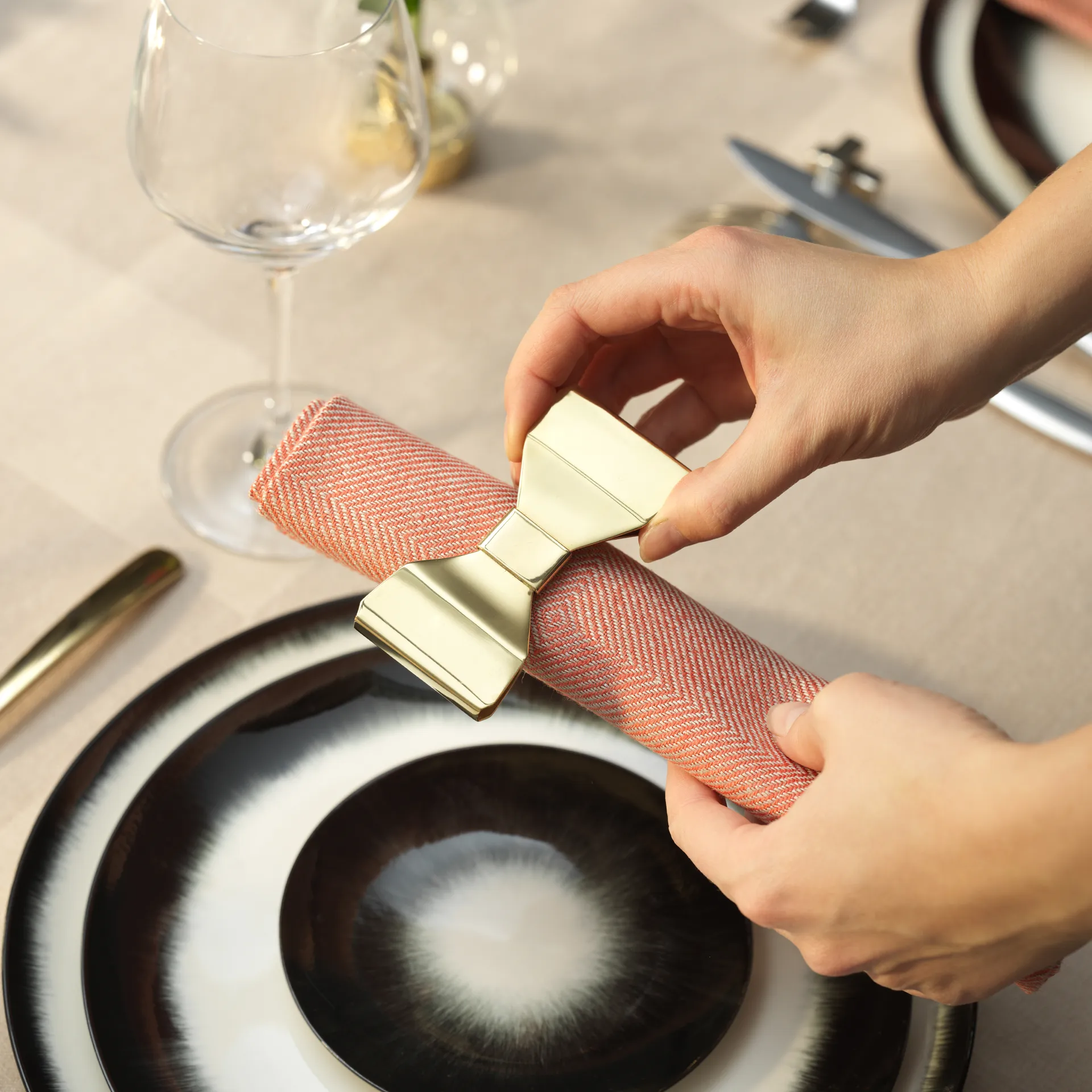 Bowie napkin ring 2-pack, Brass KLONG