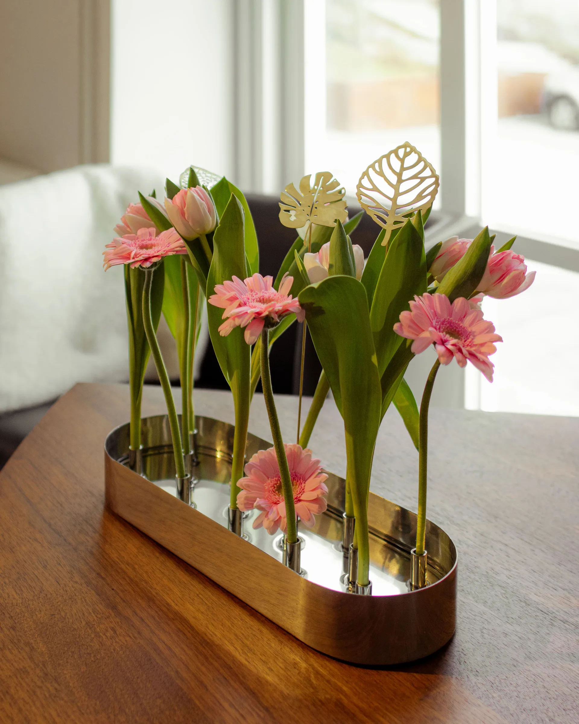 Brass leaves decoration 2-pack, Wood KLONG