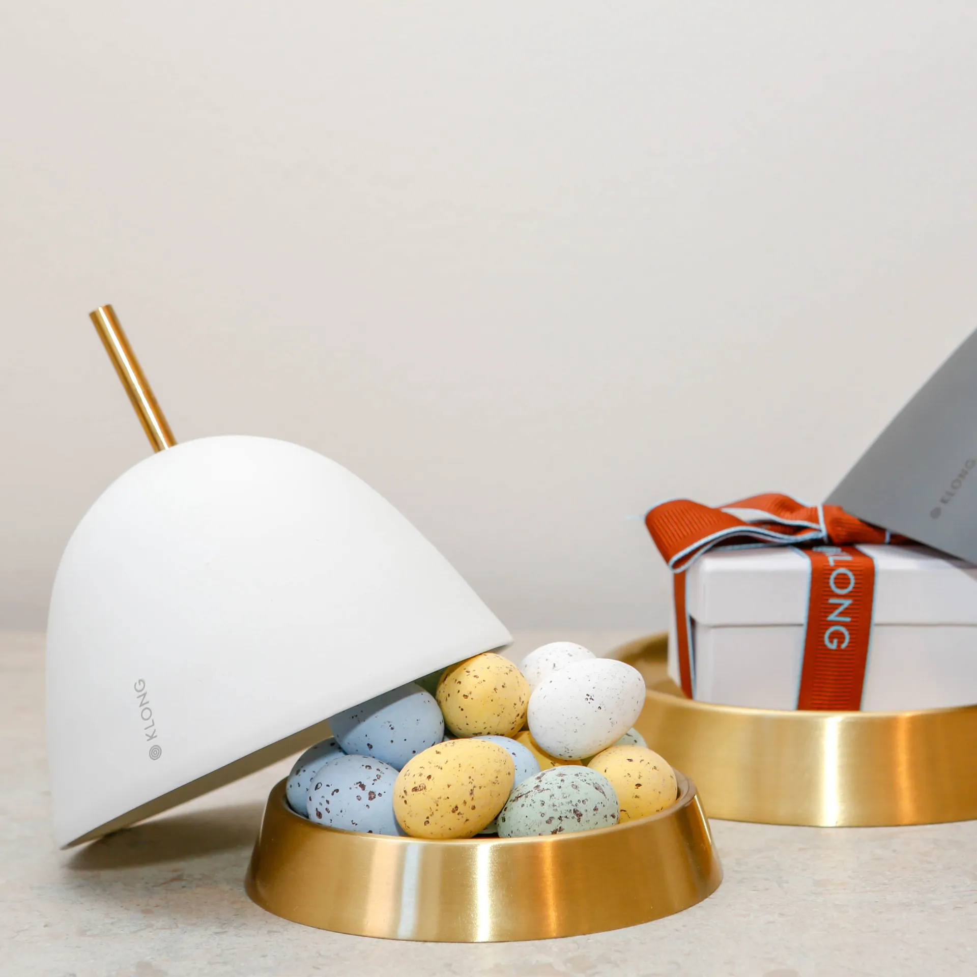 Gömma storage small 12 cm, white-brass KLONG