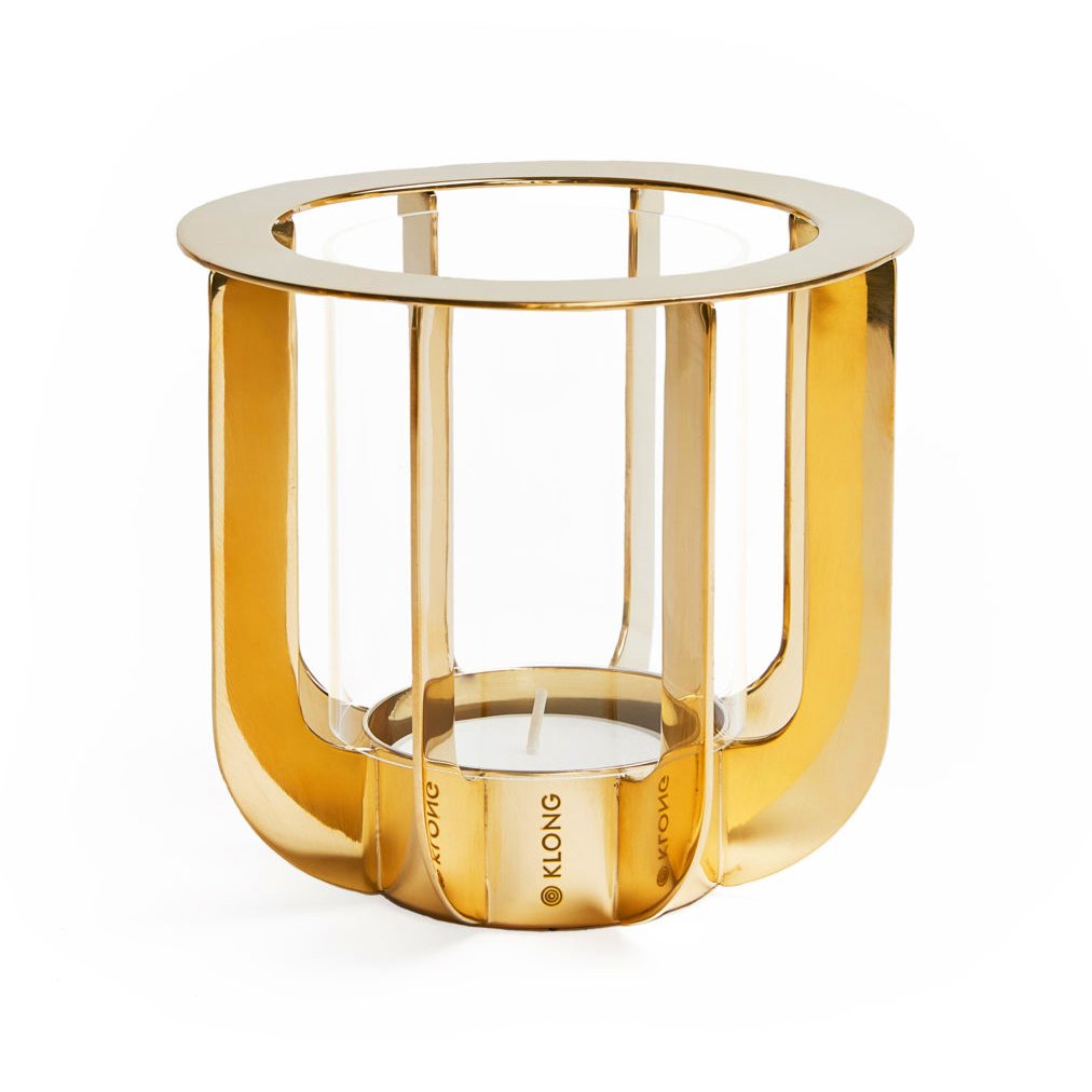 KLONG Jazz lantern brass | Scandinavian Design | Tea light holders, lanterns & candle dishes | Transparent