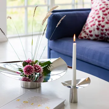 Löv vase-candle holder - Stainless steel. 10 cm - KLONG