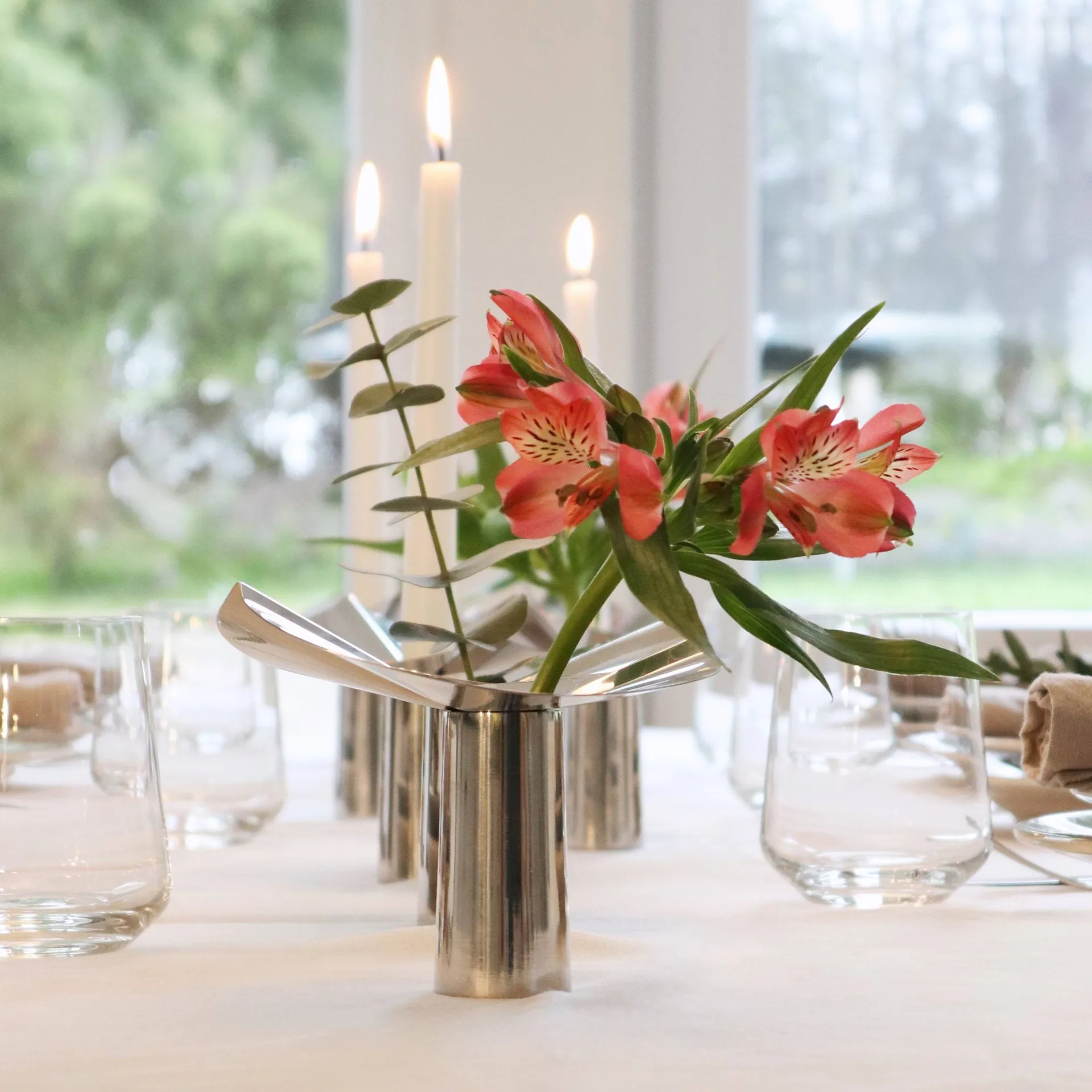 Löv vase-candle holder, Stainless steel. 10 cm KLONG