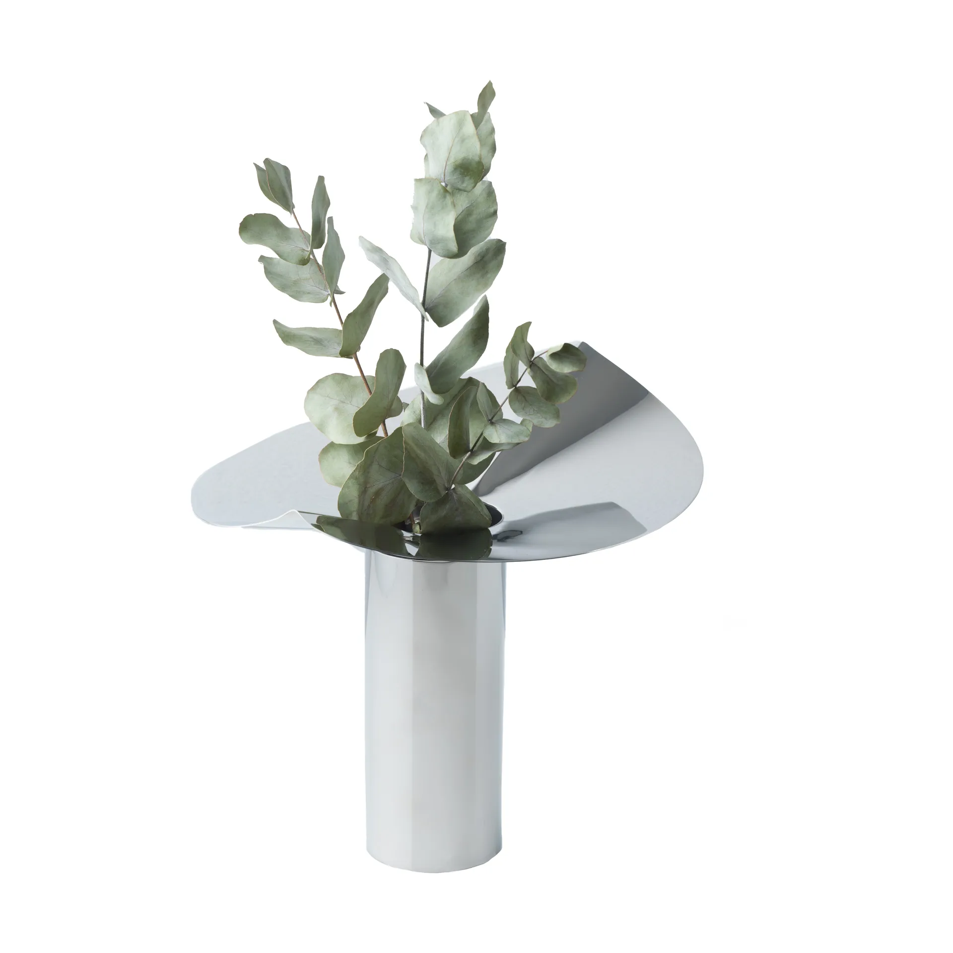 Löv vase-candle holder, Stainless steel, 22.5 cm KLONG