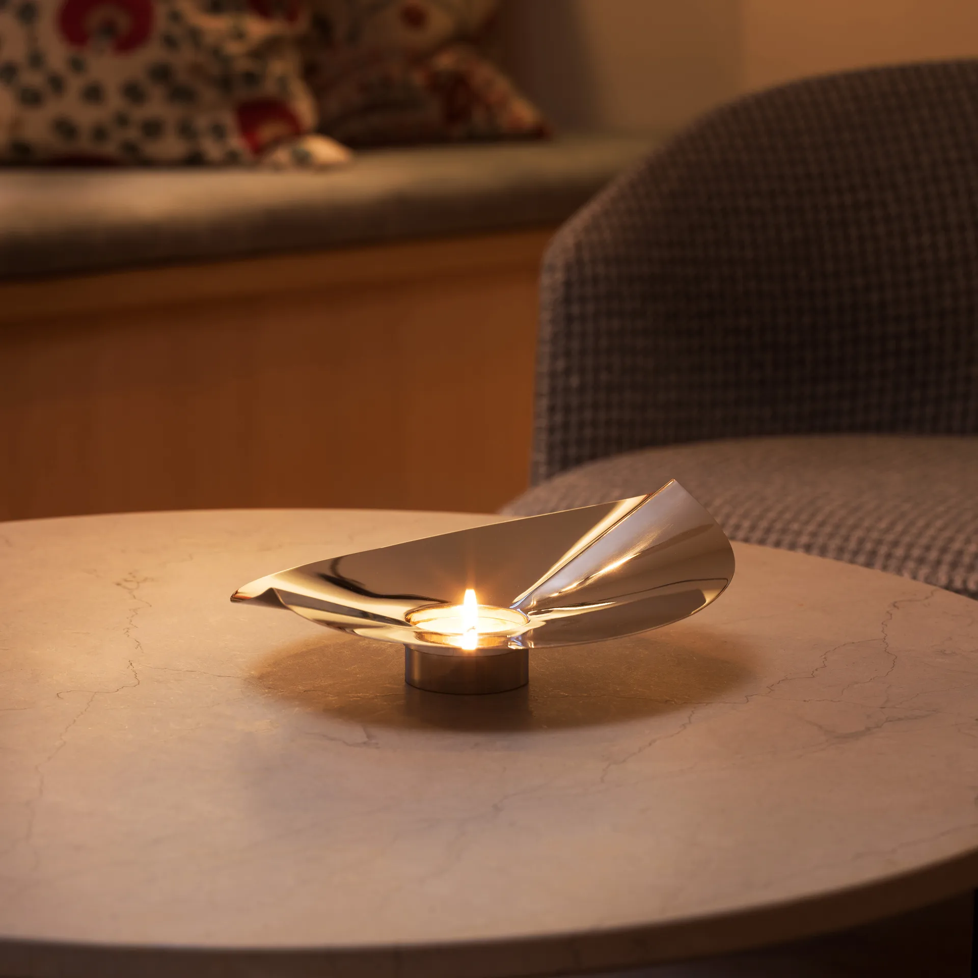 Löv vase-candle holder, Stainless steel KLONG