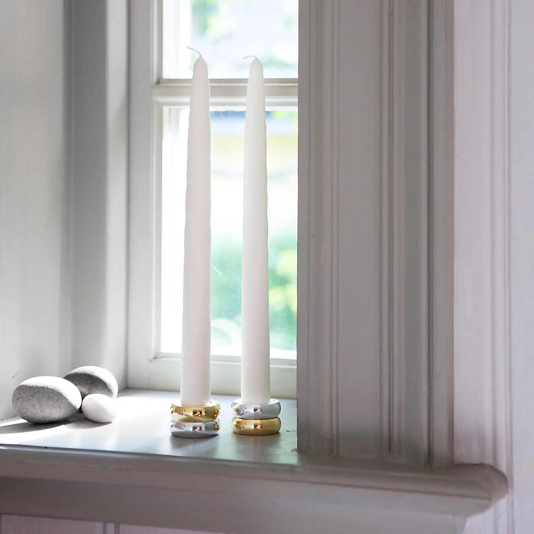 Marriage Duo candle sticks 2 pieces, brass-silver KLONG