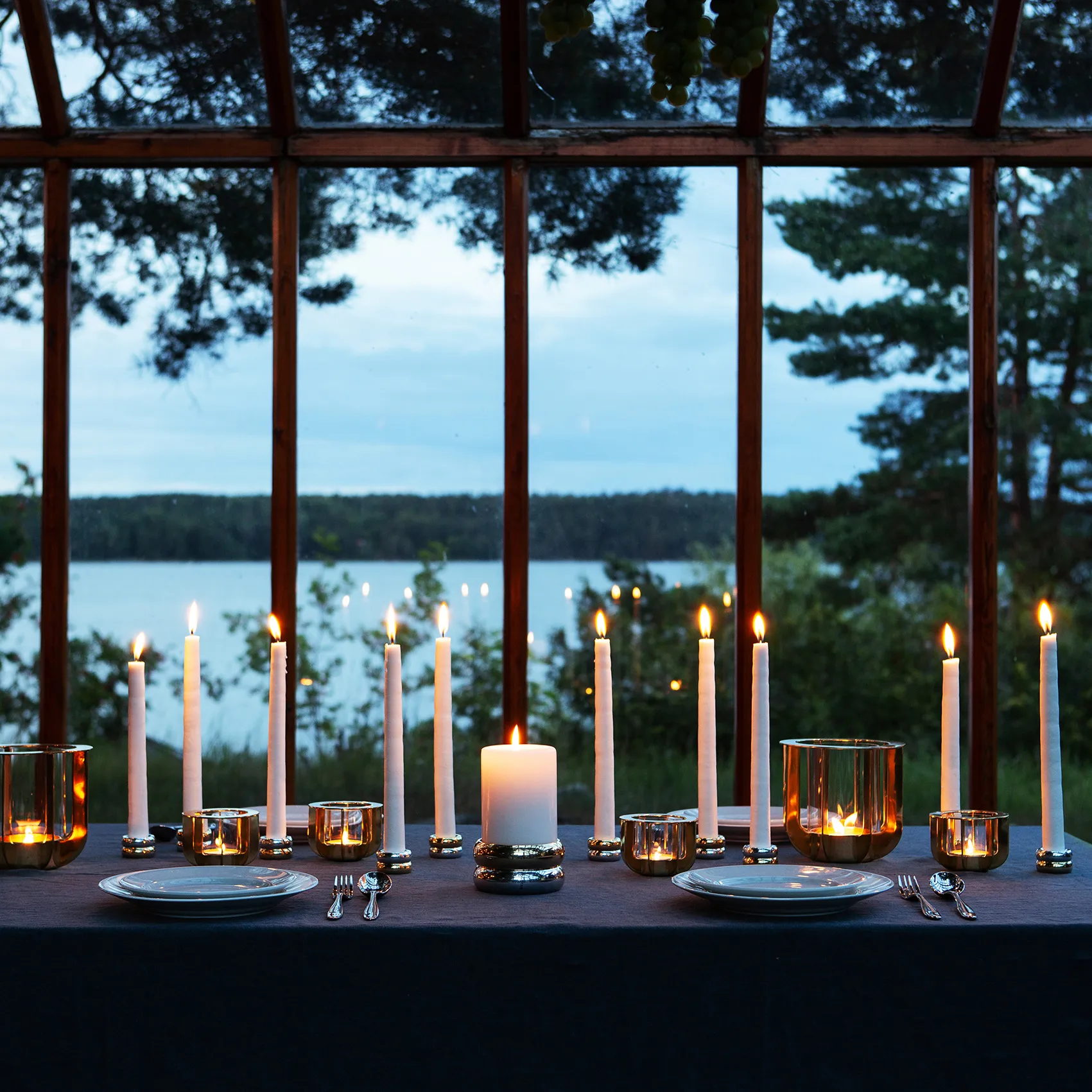 Marriage Duo candle sticks 2 pieces, brass-silver KLONG