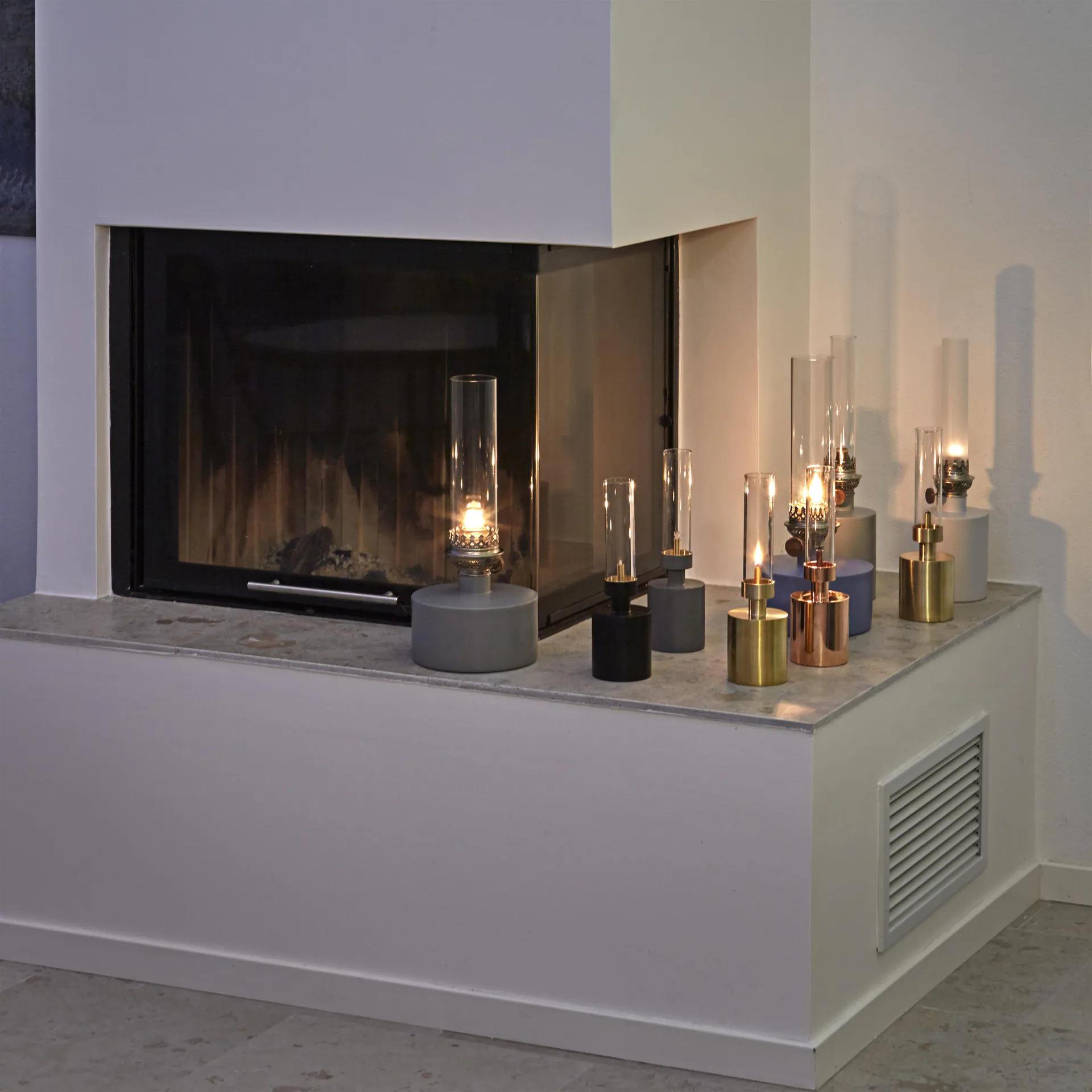 Patina oil lamp, large, Grey KLONG