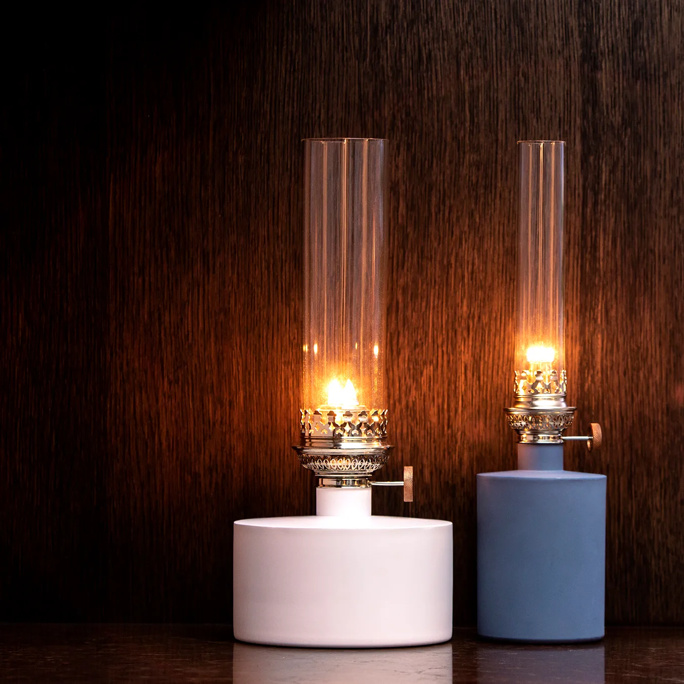 Patina oil lamp, small, blue KLONG