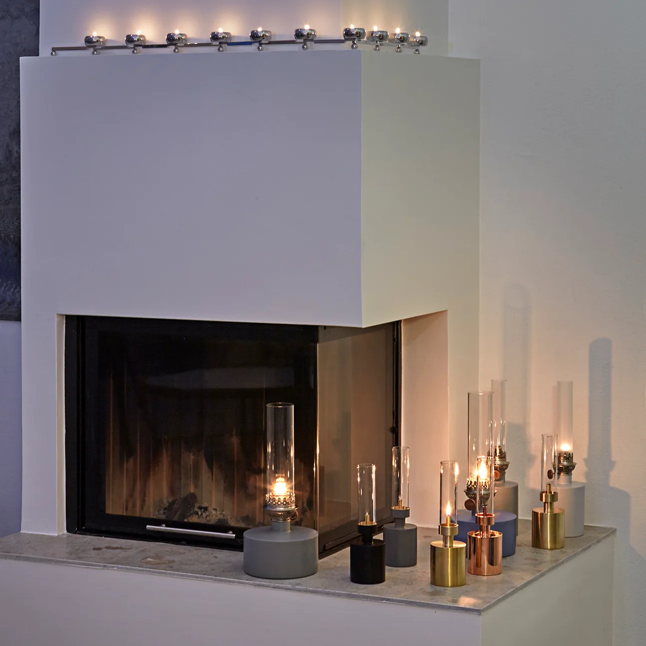 Patina oil lamp, small, grey KLONG