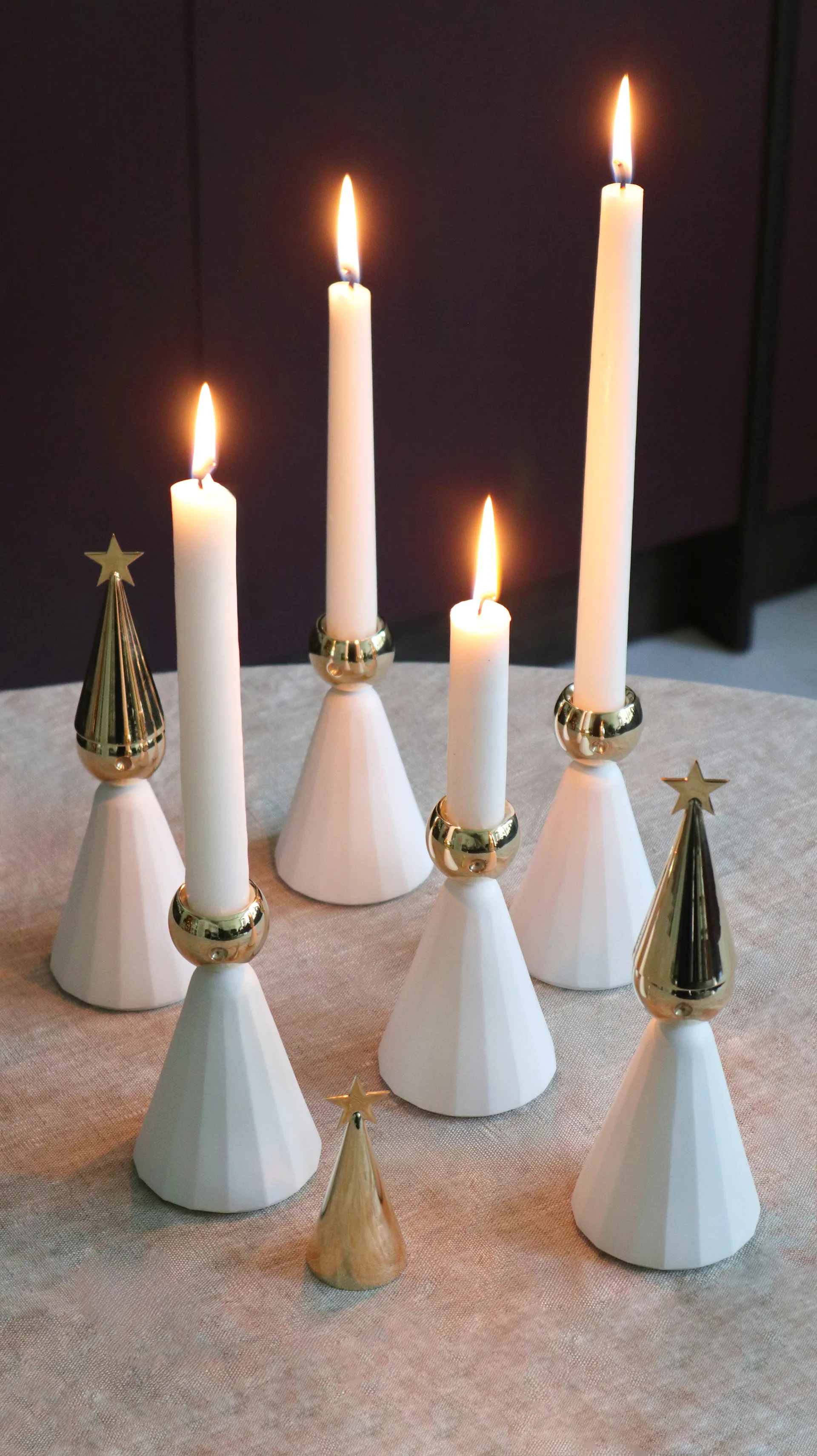 Soprano candle holder, White-brass KLONG