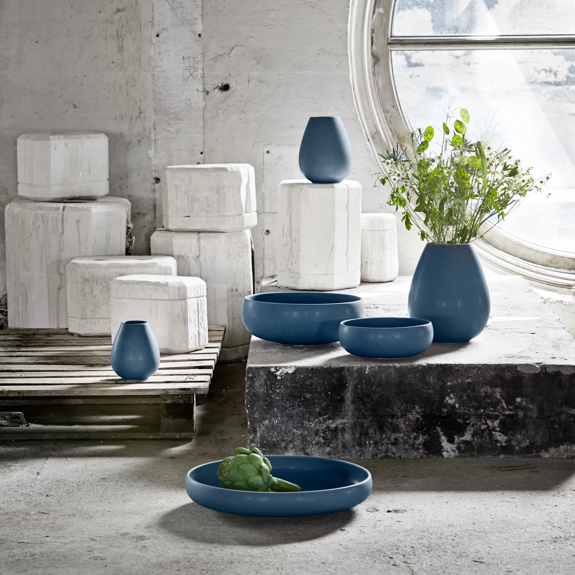 Earth vase 19 cm, Blue Knabstrup Keramik