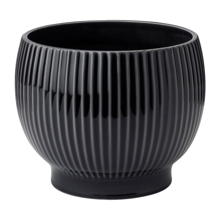 Knabstrup flower pot fluted Ø14.5 cm - Black - Knabstrup Keramik