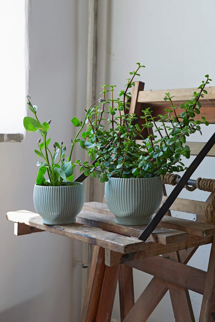 Knabstrup flower pot fluted Ø14.5 cm, Mint green Knabstrup Keramik