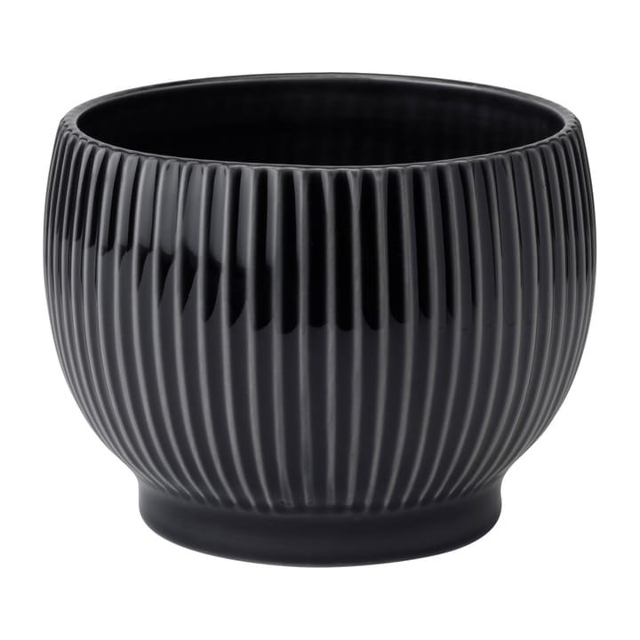 Knabstrup flower pot fluted Ø16.5 cm - Black - Knabstrup Keramik