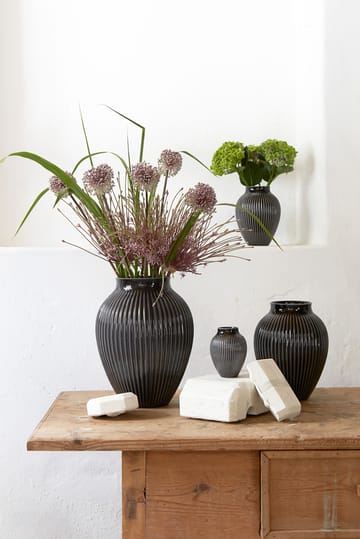 Knabstrup vase ribbed 12.5 cm - Black - Knabstrup Keramik