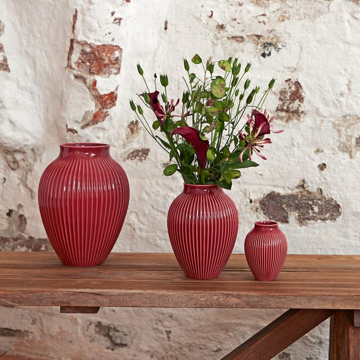 Knabstrup vase ribbed 12.5 cm, bordeaux Knabstrup Keramik