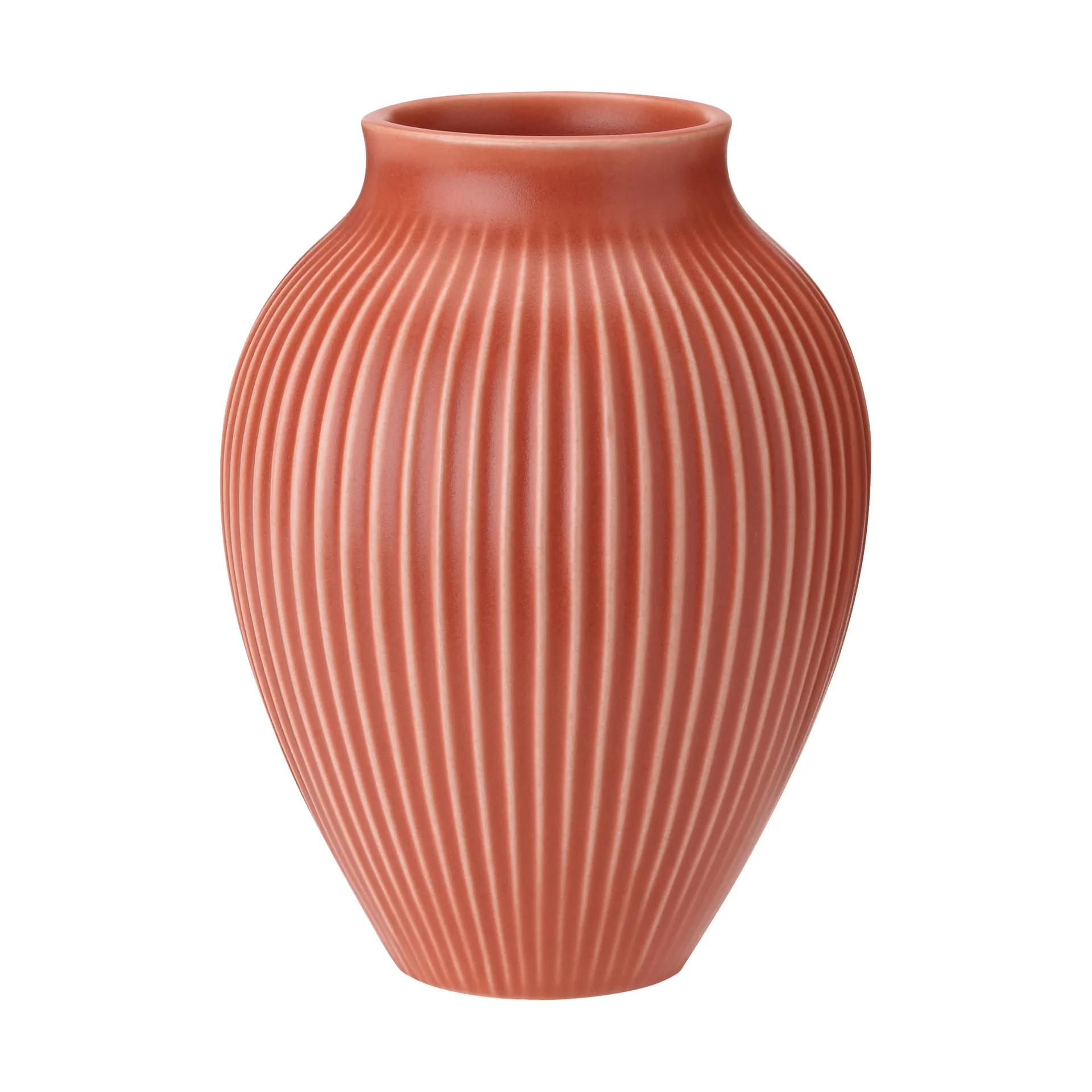 Knabstrup vase ribbed 12.5 cm, Coral Knabstrup Keramik