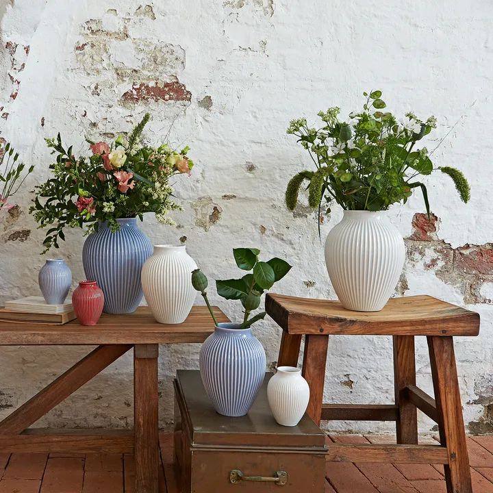 Knabstrup vase ribbed 12.5 cm from Knabstrup Keramik