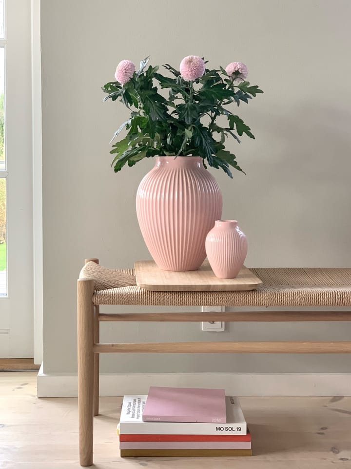 Knabstrup vase ribbed 12.5 cm, Pink Knabstrup Keramik