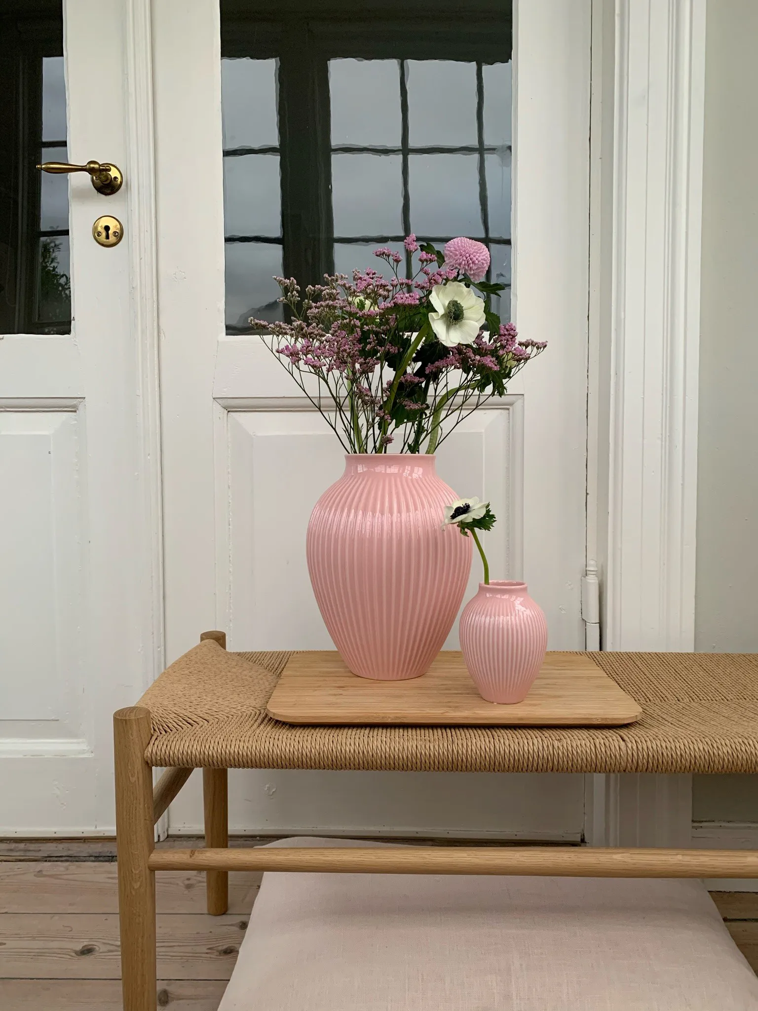 Knabstrup vase ribbed 12.5 cm, Pink Knabstrup Keramik