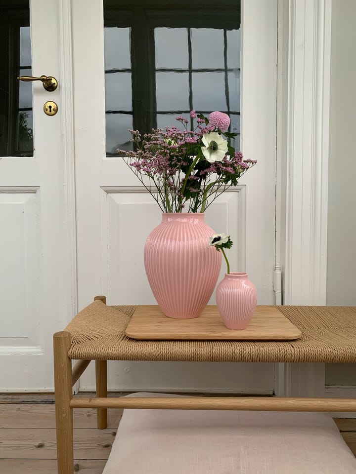 Knabstrup vase ribbed 12.5 cm, Pink Knabstrup Keramik