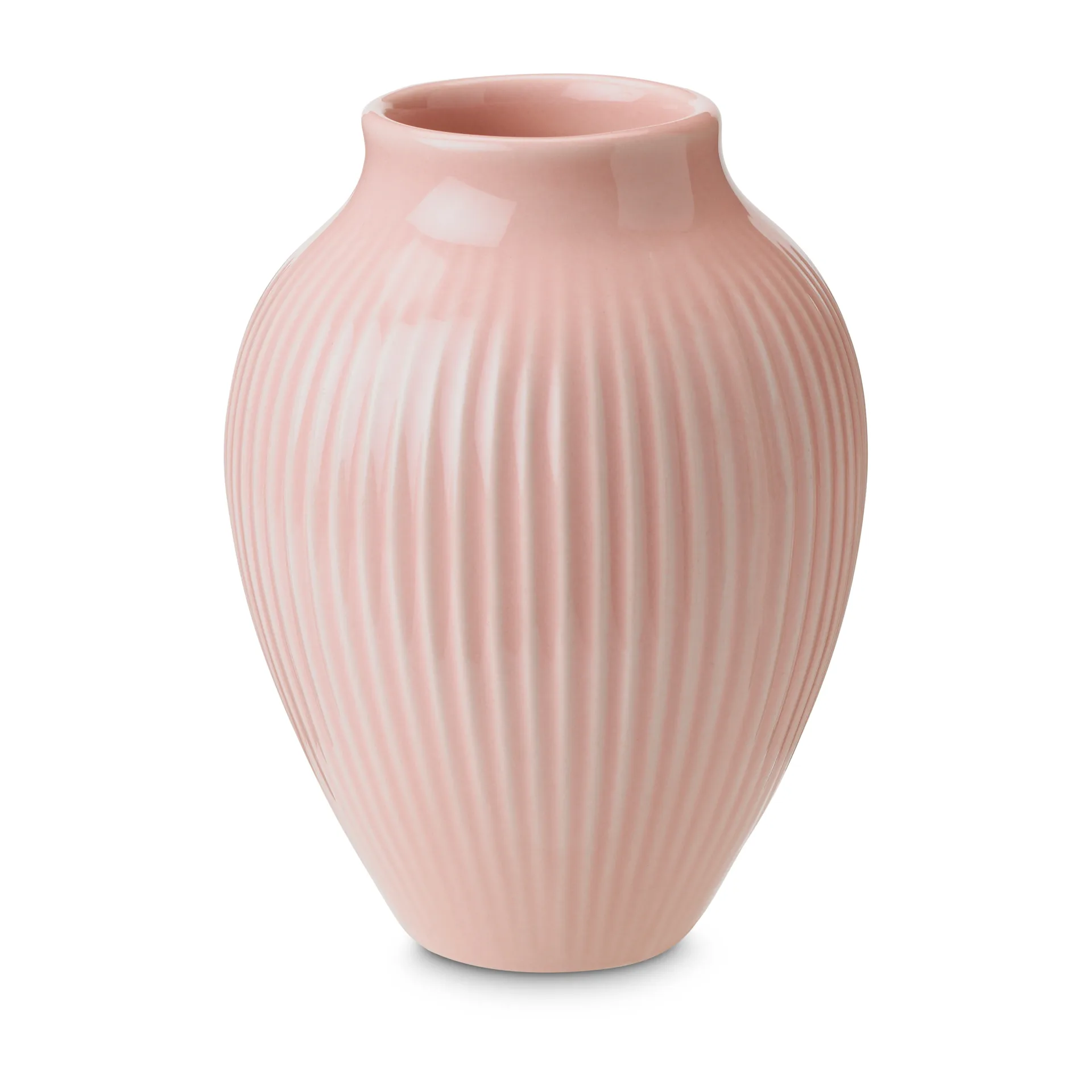 Knabstrup vase ribbed 12.5 cm, Pink Knabstrup Keramik