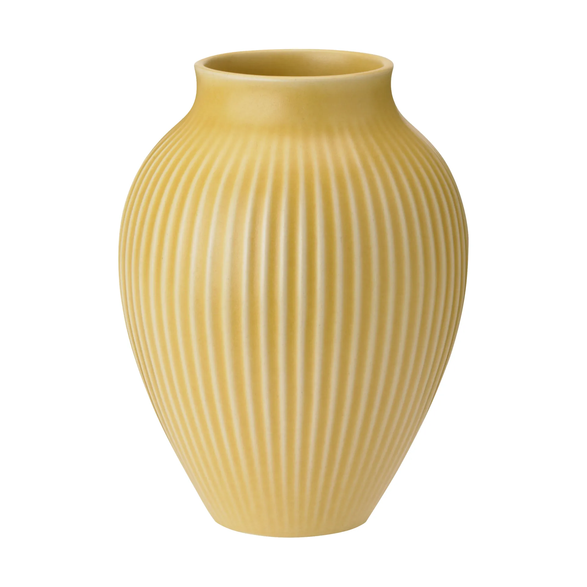 Knabstrup vase ribbed 12.5 cm, Yellow Knabstrup Keramik
