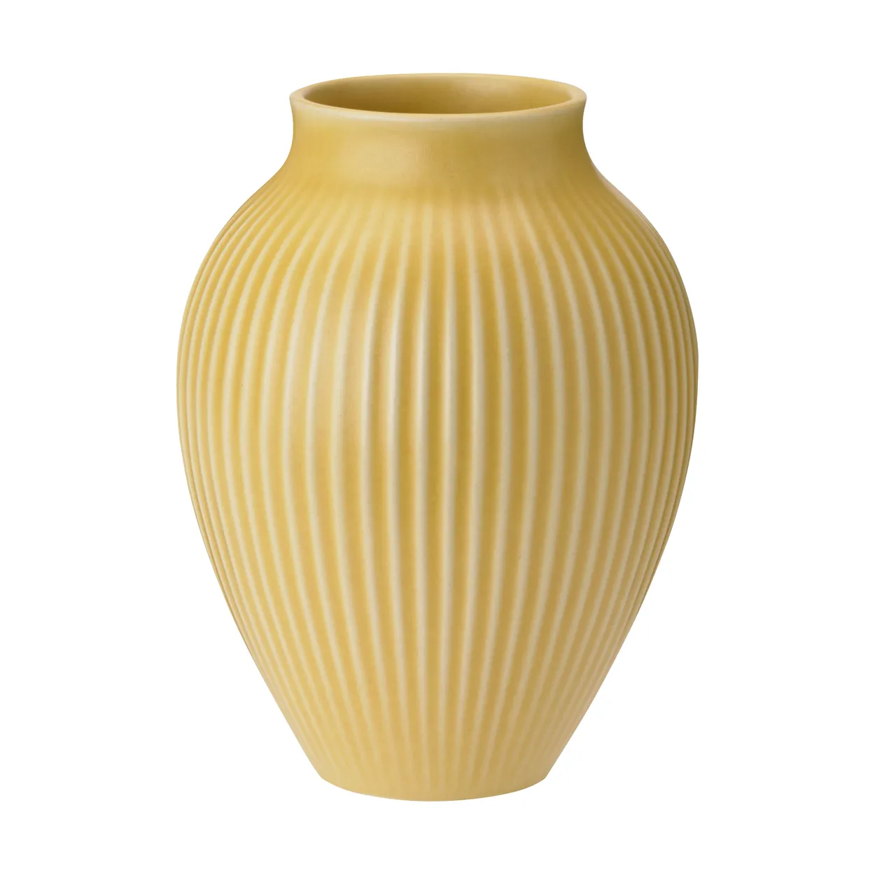 Knabstrup Keramik Knabstrup vase ribbed 12.5 cm Yellow