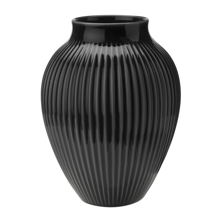 Knabstrup vase ribbed 20 cm - Black - Knabstrup Keramik