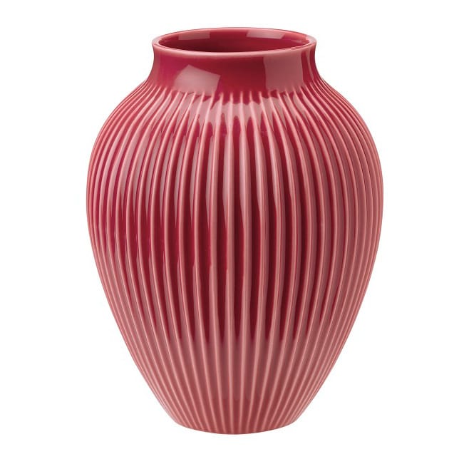 Knabstrup vase ribbed 20 cm - bordeaux - Knabstrup Keramik