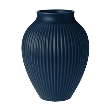 Knabstrup vase ribbed 20 cm - Dark blue - Knabstrup Keramik