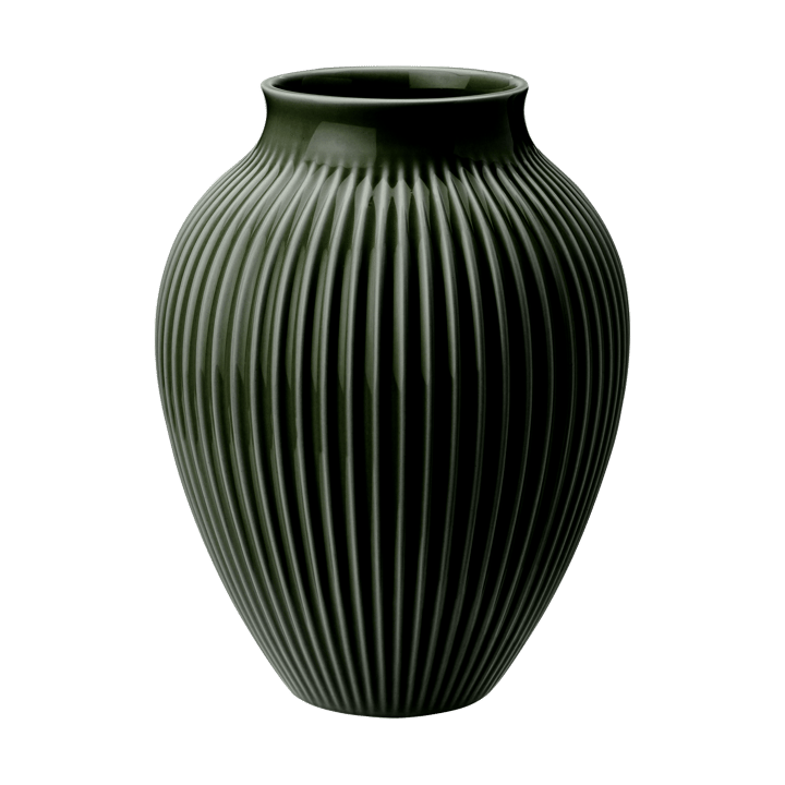 Knabstrup vase ribbed 20 cm - Dark green - Knabstrup Keramik