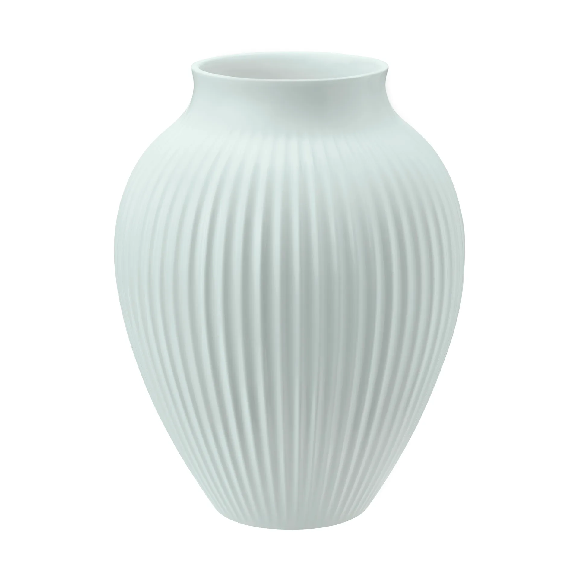 Knabstrup vase ribbed 20 cm, Ice blue Knabstrup Keramik